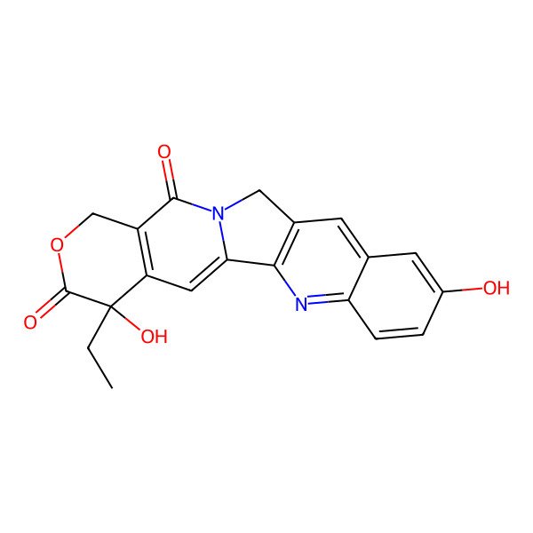 2D Structure of 4-Ethyl-4,9-dihydroxy-1H-pyrano(3',4':6,7)indolizino(1,2-b)quinoline-3,14(4H,12H)-dione