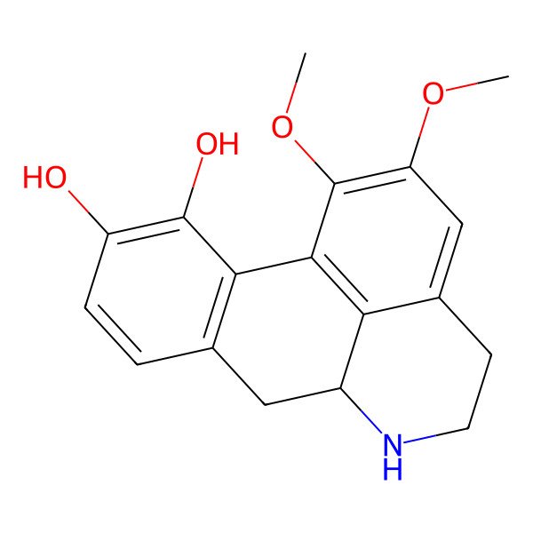 2D Structure of (+)-10,11-Dihydroxy-1,2-dimethoxynoraporphine