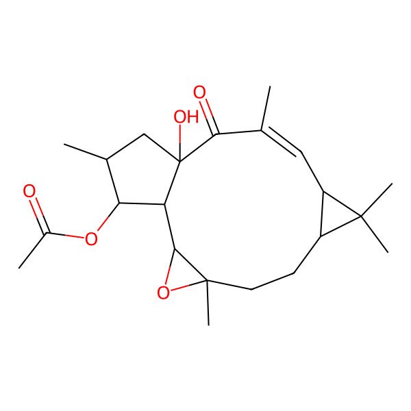 2D Structure of (-)-(12E,2S,3S,4R,5R,6R,9S,11S,15R)-3-acetoxy-5,6-epoxylathyr-12-en-15-ol-14-one