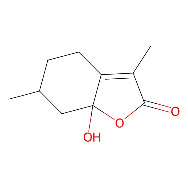 2D Structure of (6S,7aS)-7a-hydroxy-3,6-dimethyl-4,5,6,7-tetrahydro-1-benzofuran-2-one