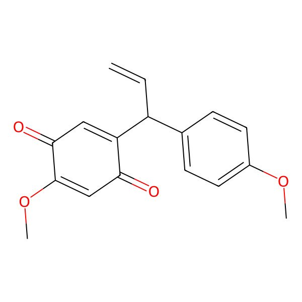 2D Structure of 2-methoxy-5-[(1R)-1-(4-methoxyphenyl)prop-2-enyl]cyclohexa-2,5-diene-1,4-dione