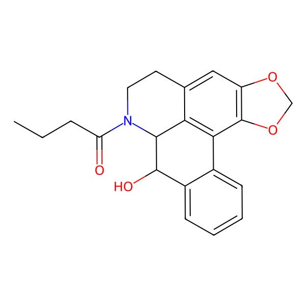2D Structure of 1-[(12R,13R)-13-hydroxy-3,5-dioxa-11-azapentacyclo[10.7.1.02,6.08,20.014,19]icosa-1(20),2(6),7,14,16,18-hexaen-11-yl]butan-1-one