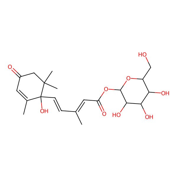2D Structure of (+)-abscisic acid beta-D-glucopyranosyl ester