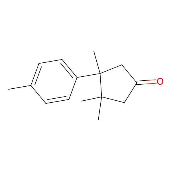 2D Structure of (4S)-3,3,4-trimethyl-4-(4-methylphenyl)cyclopentan-1-one 2D Structure of (4S)-3,3,4-trimethyl-4-(4-methylphenyl)cyclopentan-1-one