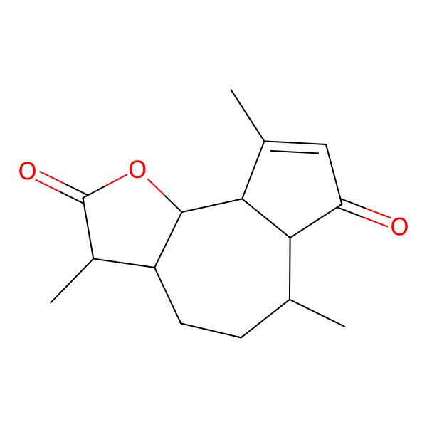 2D Structure of (3R,3aS,6S,6aS,9aR,9bS)-3,6,9-trimethyl-3,3a,4,5,6,6a,9a,9b-octahydroazuleno[4,5-b]furan-2,7-dione