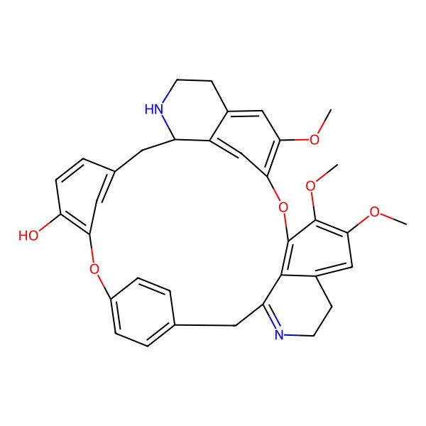 2D Structure of (1R)-20,21,25-trimethoxy-8,23-dioxa-15,30-diazaheptacyclo[22.6.2.29,12.13,7.114,18.027,31.022,33]hexatriaconta-3(36),4,6,9(35),10,12(34),14,18,20,22(33),24,26,31-tridecaen-6-ol