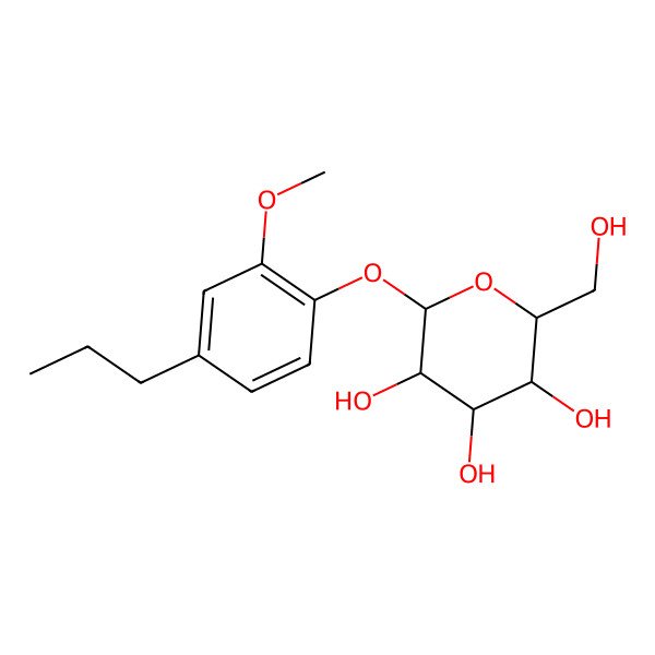 2D Structure of (2R,3S,4S,5R,6S)-2-(hydroxymethyl)-6-(2-methoxy-4-propylphenoxy)oxane-3,4,5-triol
