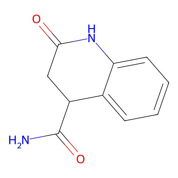 2D Structure of (+)-(r)-2-Oxo-1,2,3,4-tetrahydroquinoline-4-carboxamide 2D Structure of (+)-(r)-2-Oxo-1,2,3,4-tetrahydroquinoline-4-carboxamide