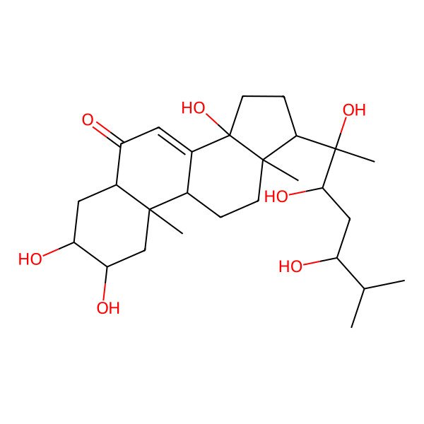 2D Structure of (2S,3R,5R,9R,10R,13R,14S)-2,3,14-trihydroxy-10,13-dimethyl-17-[(2R,3R)-2,3,5-trihydroxy-6-methylheptan-2-yl]-2,3,4,5,9,11,12,15,16,17-decahydro-1H-cyclopenta[a]phenanthren-6-one
