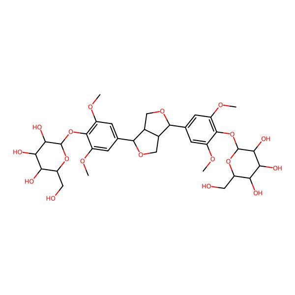 2D Structure of (2S,3R,4S,5S,6R)-2-[4-[6-[3,5-dimethoxy-4-[(2S,3R,4S,5S,6R)-3,4,5-trihydroxy-6-(hydroxymethyl)oxan-2-yl]oxyphenyl]-1,3,3a,4,6,6a-hexahydrofuro[3,4-c]furan-3-yl]-2,6-dimethoxyphenoxy]-6-(hydroxymethyl)oxane-3,4,5-triol