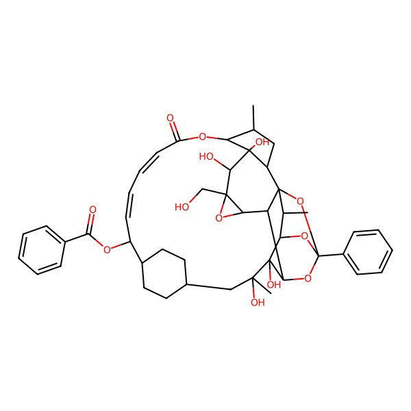 2D Structure of [(3R,4S,5S,6R,7R,9S,11R,13S,15R,16S,17S,18R,20S,21S,24Z,26Z,28S)-3,4,16,17-tetrahydroxy-15-(hydroxymethyl)-3,6,20-trimethyl-23-oxo-9-phenyl-8,10,14,22,34-pentaoxaoctacyclo[27.2.2.15,9.04,11.07,12.07,18.013,15.017,21]tetratriaconta-24,26-dien-28-yl] benzoate