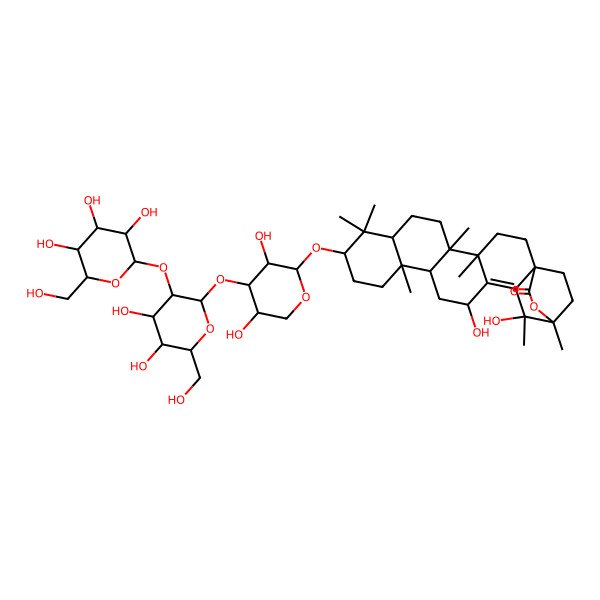 2D Structure of (5R,10S,13R,16R,19S)-10-[(4S,5S)-4-[(4S,6R)-4,5-dihydroxy-6-(hydroxymethyl)-3-[(2S,3R,5S)-3,4,5-trihydroxy-6-(hydroxymethyl)oxan-2-yl]oxyoxan-2-yl]oxy-3,5-dihydroxyoxan-2-yl]oxy-16,19-dihydroxy-4,5,9,9,13,19,20-heptamethyl-21-oxahexacyclo[18.2.2.01,18.04,17.05,14.08,13]tetracos-17-en-22-one