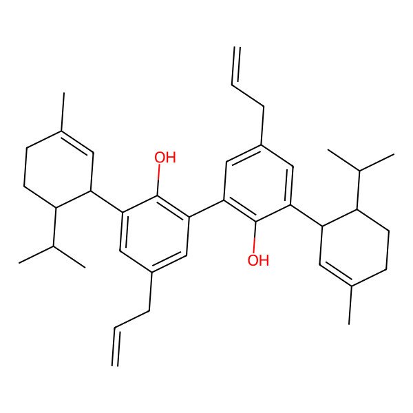 2D Structure of 2-[2-hydroxy-3-[(1S)-3-methyl-6-propan-2-ylcyclohex-2-en-1-yl]-5-prop-2-enylphenyl]-6-[(6S)-3-methyl-6-propan-2-ylcyclohex-2-en-1-yl]-4-prop-2-enylphenol