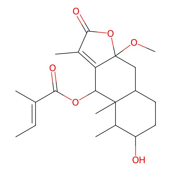 2D Structure of [(4S,4aS,5R,6S,8aR,9aR)-6-hydroxy-9a-methoxy-3,4a,5-trimethyl-2-oxo-5,6,7,8,8a,9-hexahydro-4H-benzo[f][1]benzofuran-4-yl] (Z)-2-methylbut-2-enoate