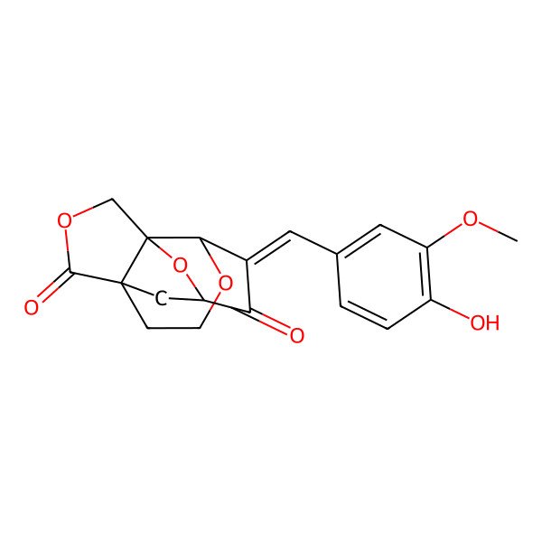 2D Structure of (1R,5S,6E,8R,10R)-6-[(4-hydroxy-3-methoxyphenyl)methylidene]-4,9,12-trioxatetracyclo[6.5.1.01,10.05,10]tetradecane-7,13-dione