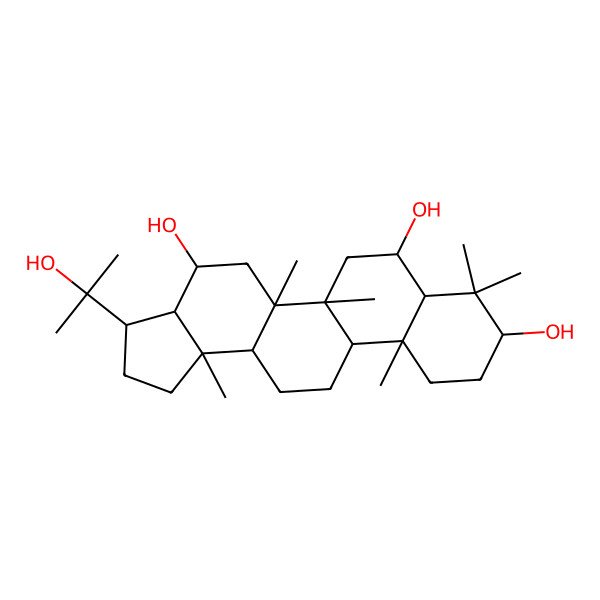 2D Structure of (3R,5bR,9S,11aR)-3-(2-hydroxypropan-2-yl)-5a,5b,8,8,11a,13b-hexamethyl-1,2,3,3a,4,5,6,7,7a,9,10,11,11b,12,13,13a-hexadecahydrocyclopenta[a]chrysene-4,7,9-triol