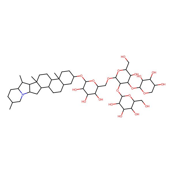 2D Structure of (2S,3R,4S,5S,6R)-2-[(2R,3R,4S,5R,6R)-5-hydroxy-6-(hydroxymethyl)-4-[(2S,3R,4S,5R)-3,4,5-trihydroxyoxan-2-yl]oxy-2-[[(2R,3S,4S,5R,6R)-3,4,5-trihydroxy-6-[[(1S,2R,5S,7S,10S,11S,14S,15R,17S,20S,23S)-10,14,16,20-tetramethyl-22-azahexacyclo[12.10.0.02,11.05,10.015,23.017,22]tetracosan-7-yl]oxy]oxan-2-yl]methoxy]oxan-3-yl]oxy-6-(hydroxymethyl)oxane-3,4,5-triol