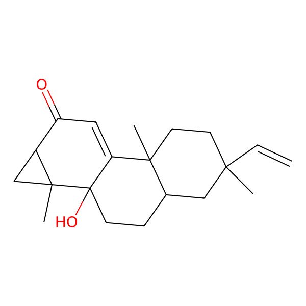 2D Structure of (1aS,1bR,3aR,5R,7aR,9aR)-5-ethenyl-1b-hydroxy-1a,5,7a-trimethyl-1,2,3,3a,4,6,7,9a-octahydrocyclopropa[a]phenanthren-9-one