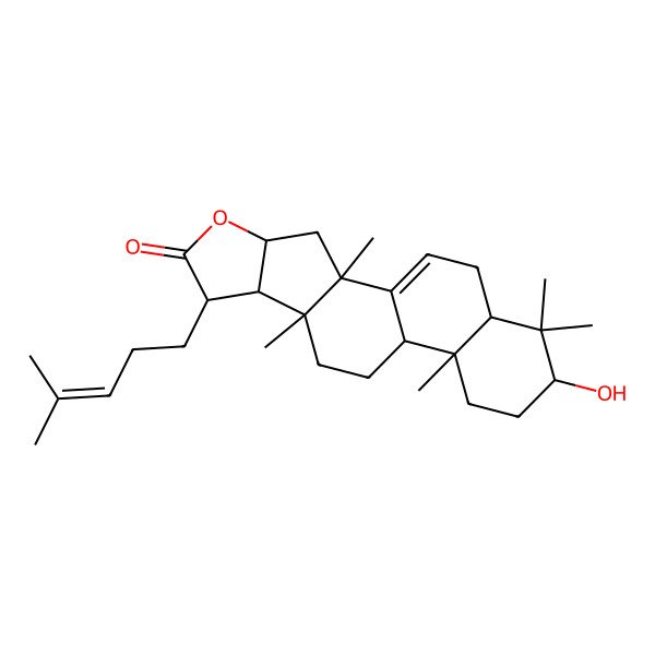 2D Structure of (2S,4S,13R,16R)-16-hydroxy-2,9,13,17,17-pentamethyl-7-(4-methylpent-3-enyl)-5-oxapentacyclo[10.8.0.02,9.04,8.013,18]icos-1(20)-en-6-one