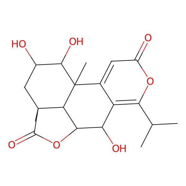 2D Structure of (1S,8R,9S,12S,14R,15S)-8,14,15-trihydroxy-1,12-dimethyl-6-propan-2-yl-5,10-dioxatetracyclo[7.6.1.02,7.012,16]hexadeca-2,6-diene-4,11-dione