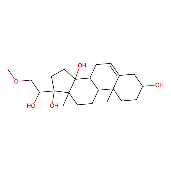 2D Structure of 17-(1-hydroxy-2-methoxyethyl)-10,13-dimethyl-2,3,4,7,8,9,11,12,15,16-decahydro-1H-cyclopenta[a]phenanthrene-3,14,17-triol