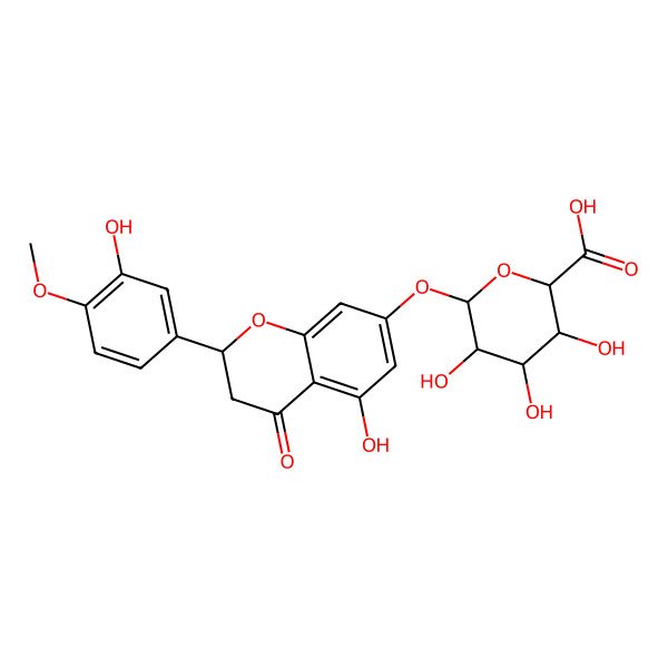 2D Structure of 3,4,5-Trihydroxy-6-[[5-hydroxy-2-(3-hydroxy-4-methoxyphenyl)-4-oxo-2,3-dihydrochromen-7-yl]oxy]oxane-2-carboxylic acid