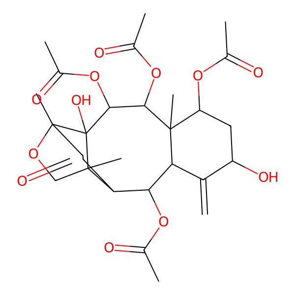 2D Structure of [(2R,3S,4R,5S,6S,8S,10R,11R,12R,15S)-3,4,11-triacetyloxy-2,8-dihydroxy-1,5,15-trimethyl-9-methylidene-14-oxo-16-oxatetracyclo[10.5.0.02,15.05,10]heptadecan-6-yl] acetate
