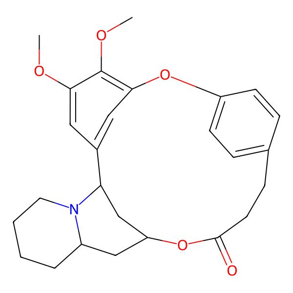2D Structure of (8S,16S)-4,5-dimethoxy-2,17-dioxa-9-azapentacyclo[19.2.2.13,7.18,16.09,14]heptacosa-1(23),3,5,7(27),21,24-hexaen-18-one