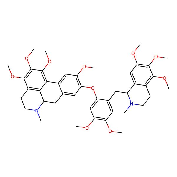 2D Structure of 9-[4,5-dimethoxy-2-[(5,6,7-trimethoxy-2-methyl-3,4-dihydro-1H-isoquinolin-1-yl)methyl]phenoxy]-1,2,3,10-tetramethoxy-6-methyl-5,6,6a,7-tetrahydro-4H-dibenzo[de,g]quinoline