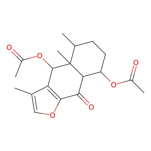 2D Structure of NCGC00180744-03_C19H24O6_Naphtho[2,3-b]furan-9(4H)-one, 4,8-bis(acetyloxy)-4a,5,6,7,8,8a-hexahydro-3,4a,5-trimethyl-, (4S,4aR,5S,8S,8aS)-