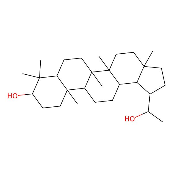 2D Structure of (1R,3aR,5aR,5bR,7aR,9R,11aR,11bR,13aR,13bS)-1-[(1R)-1-hydroxyethyl]-3a,5a,5b,8,8,11a-hexamethyl-1,2,3,4,5,6,7,7a,9,10,11,11b,12,13,13a,13b-hexadecahydrocyclopenta[a]chrysen-9-ol
