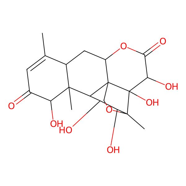 2D Structure of (6R,8S,13S,14R,16S)-2,3,12,15,16-pentahydroxy-9,13,17-trimethyl-5,18-dioxapentacyclo[12.5.0.01,6.02,17.08,13]nonadec-9-ene-4,11-dione