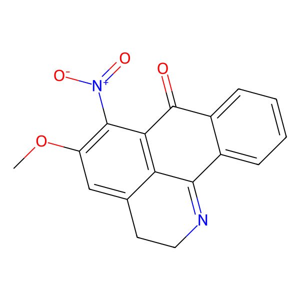 2D Structure of 11-Methoxy-10-nitro-16-azatetracyclo[7.7.1.02,7.013,17]heptadeca-1(16),2,4,6,9(17),10,12-heptaen-8-one