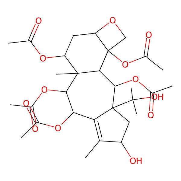 2D Structure of [(2S,3S,5S,8R,9R,10S,11S,13R,16S)-2,8,9,16-tetraacetyloxy-5-hydroxy-3-(2-hydroxypropan-2-yl)-6,10-dimethyl-14-oxatetracyclo[8.6.0.03,7.013,16]hexadec-6-en-11-yl] acetate