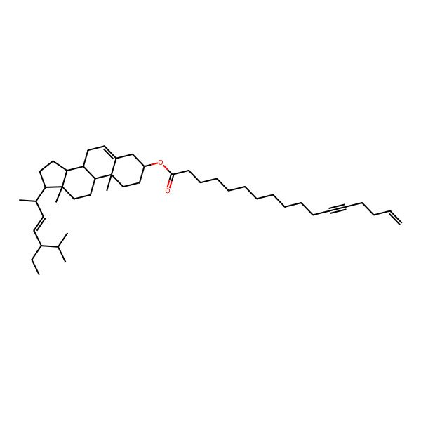 2D Structure of [(3S,8S,9S,10R,13R,14S,17R)-17-[(E,1R,4S)-4-ethyl-1,5-dimethyl-hex-2-enyl]-10,13-dimethyl-2,3,4,7,8,9,11,12,14,15,16,17-dodecahydro-1H-cyclopenta[a]phenanthren-3-yl] heptadec-16-en-12-ynoate