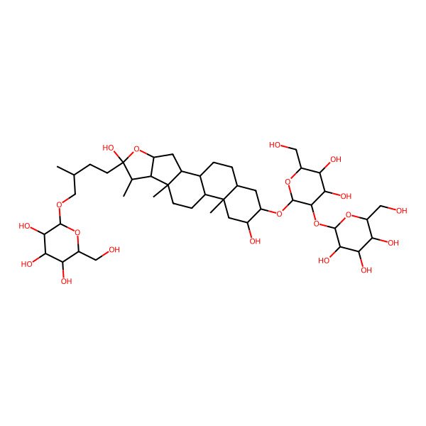 2D Structure of (2R,3R,4S,5S,6R)-2-[(2R)-4-[(1R,2S,7S,9S,12S,13S,15S,16R,18R)-16-[(2R,3R,4S,5S,6R)-4,5-dihydroxy-6-(hydroxymethyl)-3-[(2S,3R,4S,5R,6R)-3,4,5-trihydroxy-6-(hydroxymethyl)oxan-2-yl]oxyoxan-2-yl]oxy-6,15-dihydroxy-7,9,13-trimethyl-5-oxapentacyclo[10.8.0.02,9.04,8.013,18]icosan-6-yl]-2-methylbutoxy]-6-(hydroxymethyl)oxane-3,4,5-triol