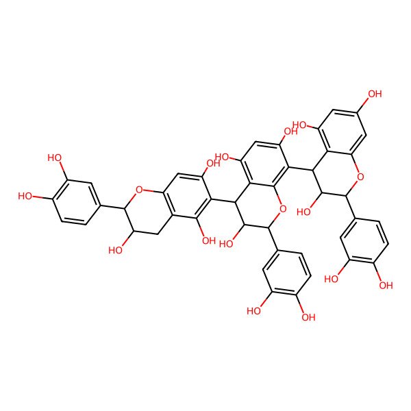 2D Structure of (2R,2'R,2''R)-2alpha,2'alpha,2''alpha-Tris(3,4-dihydroxyphenyl)-4alpha,8':4'beta,6''-terchroman-3beta,3'alpha,3''beta,5,5',5'',7,7',7''-nonol