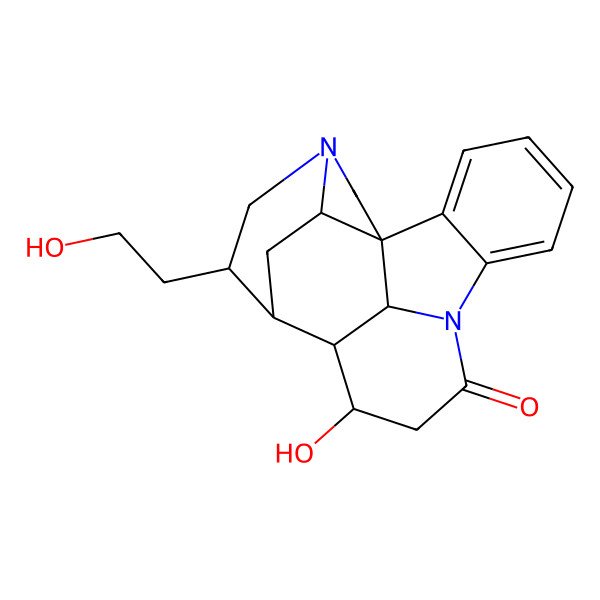 2D Structure of (21S)-11-hydroxy-14-(2-hydroxyethyl)-8,16-diazahexacyclo[11.5.2.11,8.02,7.016,19.012,21]henicosa-2,4,6-trien-9-one