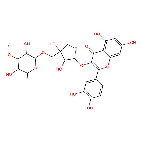 2D Structure of 3-[5-O-(3-O-Methyl-alpha-L-rhamnopyranosyl)-D-apio-beta-D-furanosyloxy]-5,7,3',4'-tetrahydroxyflavone