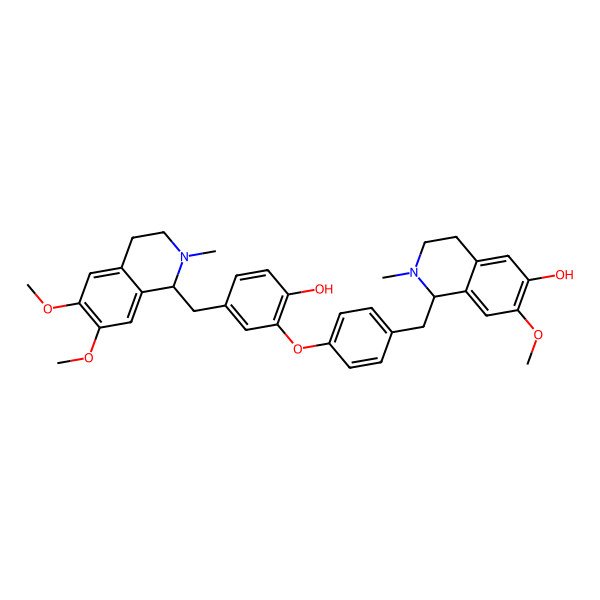 2D Structure of (1R)-1-[[4-[5-[(6,7-dimethoxy-2-methyl-3,4-dihydro-1H-isoquinolin-1-yl)methyl]-2-hydroxyphenoxy]phenyl]methyl]-7-methoxy-2-methyl-3,4-dihydro-1H-isoquinolin-6-ol