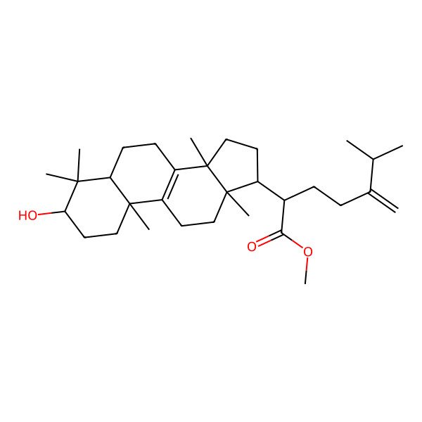 2D Structure of methyl 2-[(3S,10S,13R)-3-hydroxy-4,4,10,13,14-pentamethyl-2,3,5,6,7,11,12,15,16,17-decahydro-1H-cyclopenta[a]phenanthren-17-yl]-6-methyl-5-methylideneheptanoate