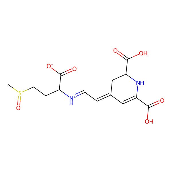 2D Structure of 2-[(2E)-2-(2,6-dicarboxy-2,3-dihydro-1H-pyridin-4-ylidene)ethylidene]azaniumyl-4-methylsulfinylbutanoate
