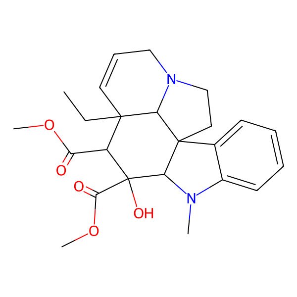 2D Structure of Dimethyl 12-ethyl-10-hydroxy-8-methyl-8,16-diazapentacyclo[10.6.1.01,9.02,7.016,19]nonadeca-2,4,6,13-tetraene-10,11-dicarboxylate