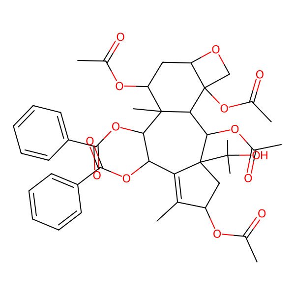 2D Structure of [(1R,2S,3S,5S,8R,9R,10S,11S,13R,16S)-2,5,11,16-tetraacetyloxy-9-benzoyloxy-3-(2-hydroxypropan-2-yl)-6,10-dimethyl-14-oxatetracyclo[8.6.0.03,7.013,16]hexadec-6-en-8-yl] benzoate