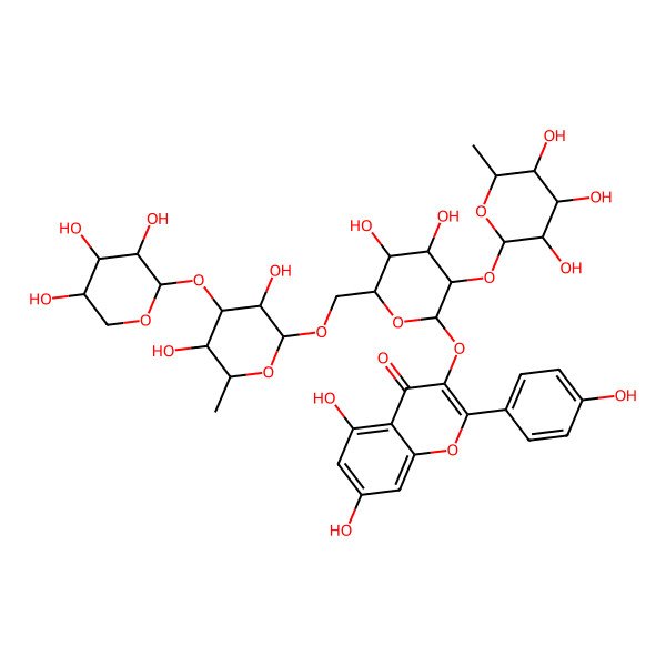 2D Structure of 4',5,7-Trihydroxy-3-[2-O-alpha-L-rhamnopyranosyl-6-O-(3-O-beta-D-xylopyranosyl-alpha-L-rhamnopyranosyl)-beta-D-galactopyranosyloxy]flavone