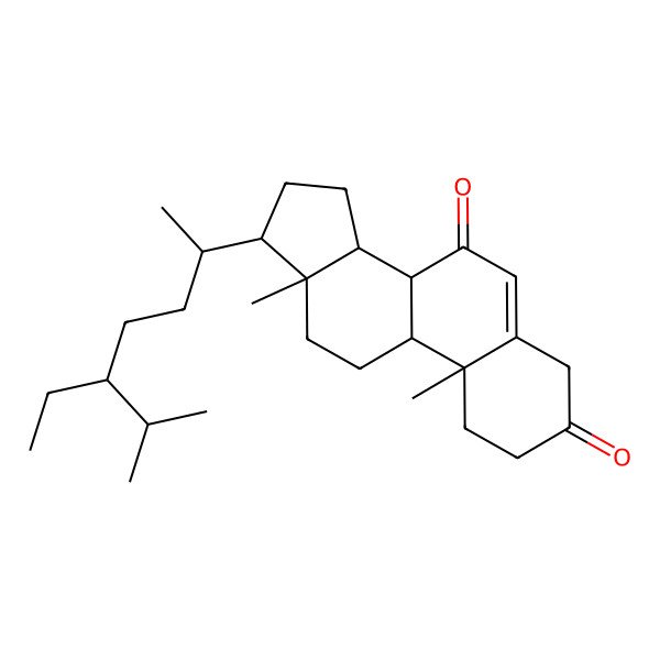 2D Structure of (8S,9S,10R,13R,14S,17R)-17-[(2R,5R)-5-ethyl-6-methylheptan-2-yl]-10,13-dimethyl-2,4,8,9,11,12,14,15,16,17-decahydro-1H-cyclopenta[a]phenanthrene-3,7-dione