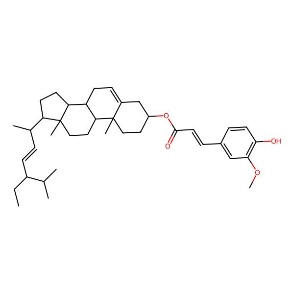 2D Structure of [(3S,8S,9S,10R,13R,14S,17R)-17-[(E,2R,5S)-5-ethyl-6-methylhept-3-en-2-yl]-10,13-dimethyl-2,3,4,7,8,9,11,12,14,15,16,17-dodecahydro-1H-cyclopenta[a]phenanthren-3-yl] (Z)-3-(4-hydroxy-3-methoxyphenyl)prop-2-enoate