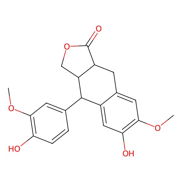 2D Structure of (3aS,9R,9aS)-7-hydroxy-9-(4-hydroxy-3-methoxyphenyl)-6-methoxy-3a,4,9,9a-tetrahydro-1H-benzo[f][2]benzofuran-3-one