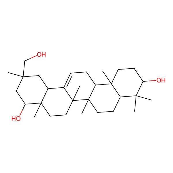 2D Structure of 11-(Hydroxymethyl)-4,4,6a,6b,8a,11,14b-heptamethyl-1,2,3,4a,5,6,7,8,9,10,12,12a,14,14a-tetradecahydropicene-3,9-diol