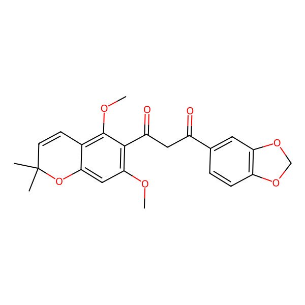 2D Structure of 1-(1,3-Benzodioxol-5-yl)-3-(5,7-dimethoxy-2,2-dimethylchromen-6-yl)propane-1,3-dione